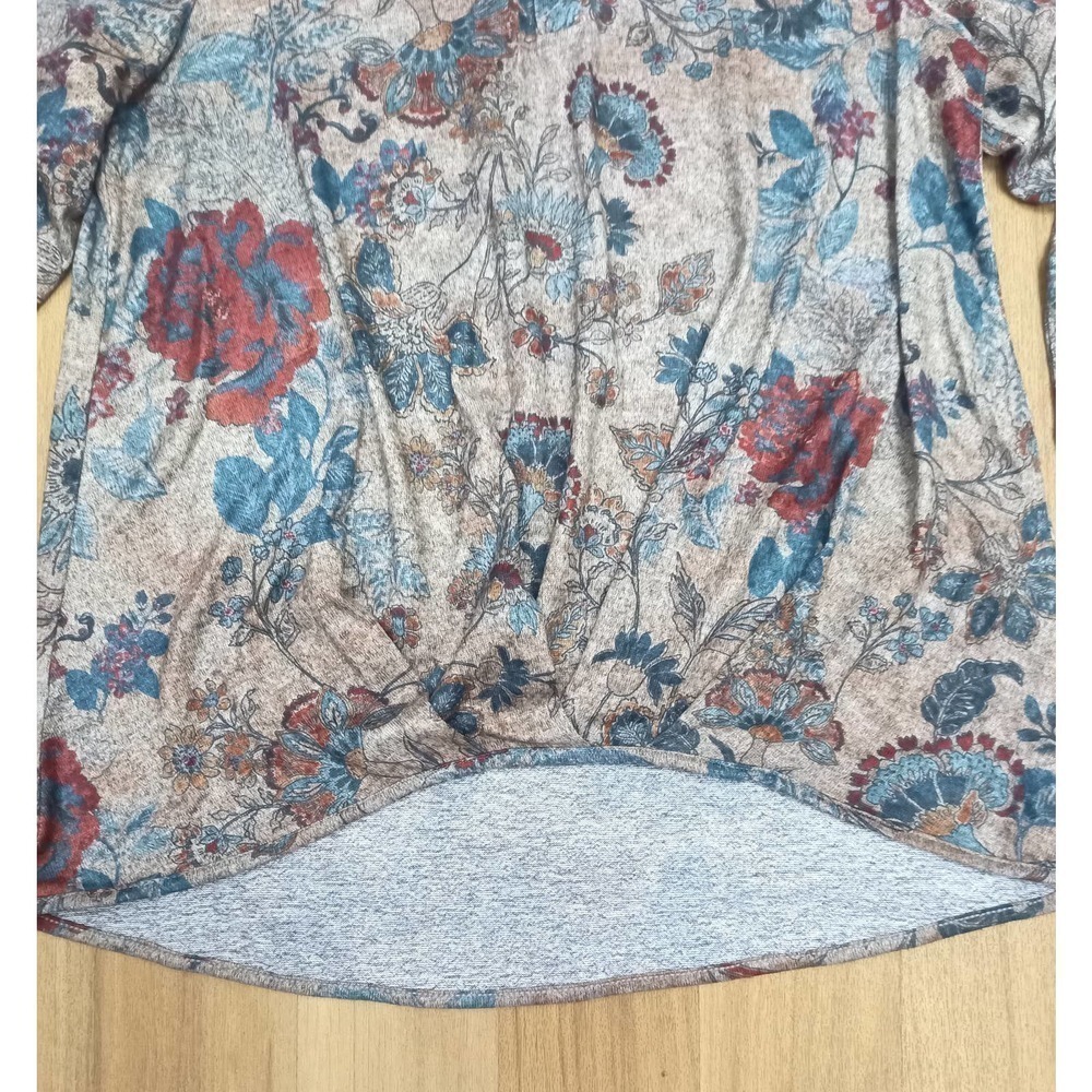 Song N Spirit Women Sz M Floral 3/4 Top Boho Soft Stretch Work Business Casual - Picture 5 of 7